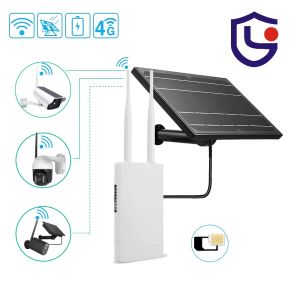 Piezas impermeables 4G CPE Wifi Router 3G 4G Tarjeta SIM Solar Panel solar Ejecutado al aire libre Kit de enrutador LTE CAT4 150Mbps para cámara de seguridad/cámara de seguridad