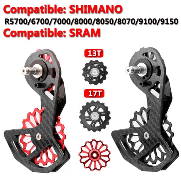 Pièces Wuzei Road Bike Derilleur 17T Poulle en céramique en fibre de carbone pour SRAM Shimano 105 R7000 R8000 R9000 R9100 R6800 R5700 R5800