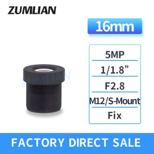 Onderdelen Zumlian M12 Smount CCTV Surveillance 5MP 16 mm Lage vervorming Machine Visie 1/1,8 inch F2.8 Vaste brandpuntsafstand Lens MTV