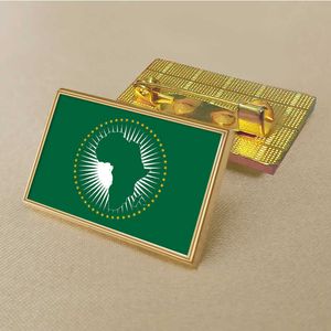 Party African Union Flag Pin 2.5*1,5 cm zinklegering gegoten PVC kleur gecoate goud rechthoekige medaillon badge zonder toegevoegde hars