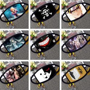 Party Anime Cartoon Masker Volwassen Kinderen Plezier Fancy Dress Onderste helft Gezicht Mond Demp Masker Herbruikbaar Stof Warm Winddicht Katoen Maskers zwart wit