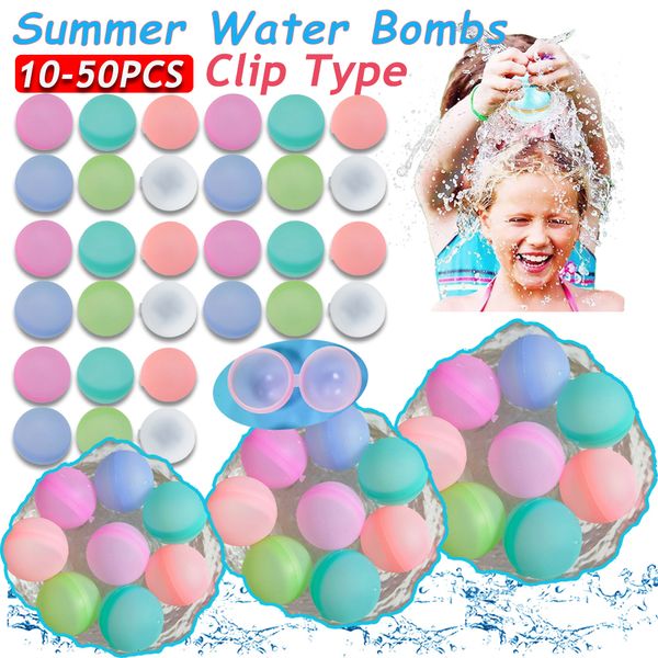 Globos de fiesta 1-48PCS Bolas de agua reutilizables Niños adultos Bomba de agua de silicona Globos de salpicaduras Piscina Verano Juegos de juguetes de agua Regalos 230625