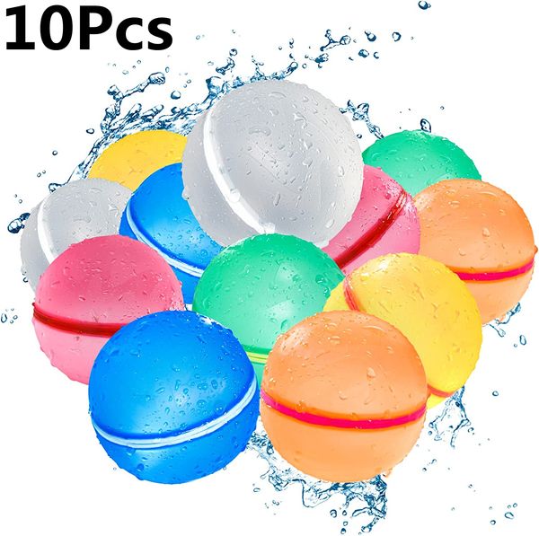 Ballons de fête 10pcs Ballons à eau magnétiques réutilisables Été Bombe à eau Splash Balls Outdoor Beach Playing Toy Pool Party Jeux d'eau pour enfants 230625