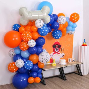 Ballons de fête 113 pièces de ballons sur le thème du chien adaptés aux fêtes d'anniversaire décorées de chiens os à thème bleu et orange