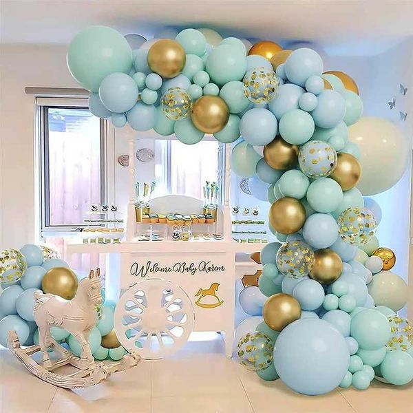 Ballons de fête 124pcs Mint Green et ballon bleu Garland Kit Confetti Balloons de latex pour mariage Baby Shower Baby Down Decoration Party