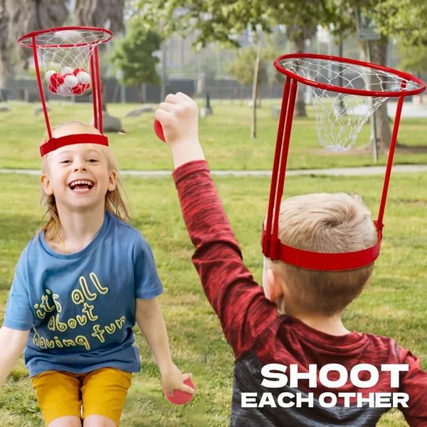 Globos de fiesta 2 Pack Head Hoop Juego de baloncesto para niños y adultos Carnaval Diadema de red ajustable con 20 bolas 231007