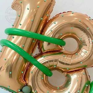 Ballons de fête 40pcs Ballons en latex verts ensembles avec baule en aluminic