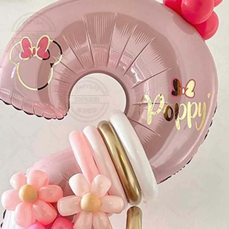 Imprezy balony 45pcs różowy numer lateks kolumna balon różowy biały metalowy złoty globo na dziewczynę ślub baby shower księżniczka
