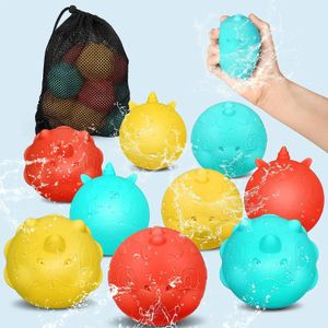 Ballons de fête 6PCS Ballons d'eau réutilisables Ballons d'eau en silicone avec sac en filet Bombe à eau Splash Balls Jouets pour enfants Jeux d'eau d'été 231206