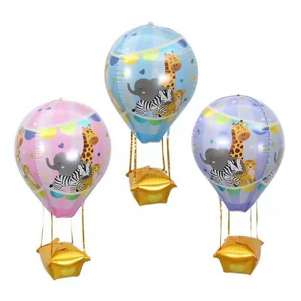 Party Balloons Cartoon 4d Film en aluminium Animal Ballon à air chaud Jungle Animaux Hélium ballons d'anniversaire Décoration de fête pour enfants