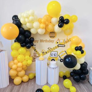 Balloons de fête Construction Véhicule Ballon Party Balloon 166 pièces Orange Black Balloon Excavator Truck Boy Birthday Party Decoration Articles