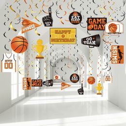 Ballons de fête L Basketball suspendus tourbillons décorations thème sportif découpes feuille pour adolescents faveur fournitures d'anniversaire Drop Del Mxhome Ambiy