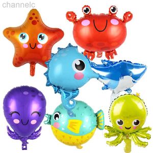 Feestballonnen Ocean Animal Sea World Foil Ballons Octopus Shark Crab Globefish Kid Toys Birthday Decorations