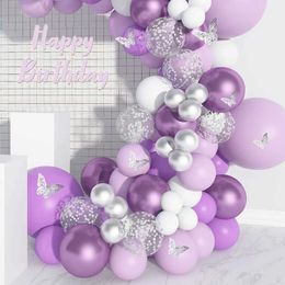 Fêtard ballons Qifu Purple Ball Balon Garland Arch Kit d'anniversaire décor de fête pour enfants Ballons de bébé Balloons Baloon Baloon