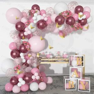 Ballons de fête Balon de papillon rose rouge Garland Arch Kit Confetti Latex Ballon Joyeux anniversaire Décoration Kids Girl Baby Shower Ballaoo