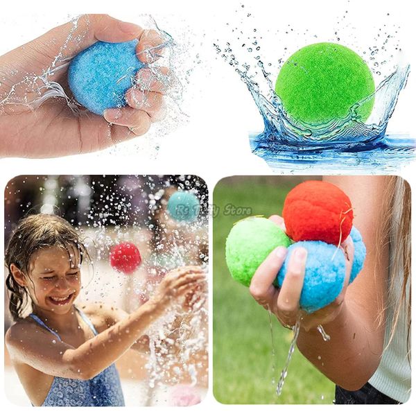 Globos de fiesta Reutilizable Waterballoon Bola absorbente de algodón Juguete al aire libre para niños Piscina Playa Bombas Bolas Verano Agua Batalla Anti Estrés Juego Regalo 221129