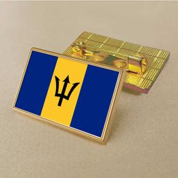 Party Barbados Flag Pin 2.5*1,5 cm Zink Gestoten PVC Kleur gecoate goud rechthoekige medaillonbadge zonder toegevoegde hars