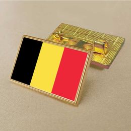 Party Belgien Flagge Pin 2,5*1,5 cm Zinkdruckguss PVC Farbe beschichtet Gold Rechteckiges rechteckiges Medaillon Abzeichen ohne Zusatz von Harz