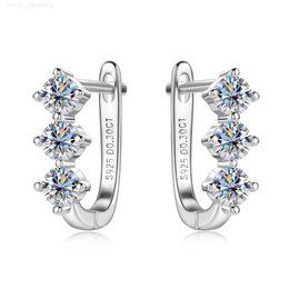 Boucles de bijoux d'anniversaire de fête Nouveau cerceau à 3 pierres Hopgie Muggie Orees 925 Silver 3mm D Color Moissanite U Shape Orees Boucles pour les femmes