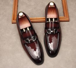 Feestbedrijf designer bruiloft mannen kleden echt lederen handgemaakte mode ademende casual loafers schoenen veter forma