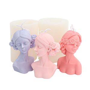 Molde de vela de fiesta, moldes de silicona para velas 3D, ojos cerrados, velas DIY para niña, herramienta de fabricación artesanal de jabón de yeso, molde de decoración del hogar