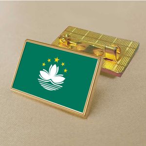 Partij China Macau Speciale administratieve regio Vlag Pin 2.5*1,5 cm zinklegering Gestal PVC kleur gecoate goud rechthoekige medaillon badge zonder toegevoegde hars