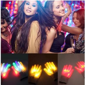 Cadeau de Noël de fête LED Colorful Rainbow Glows Gloves Novelty Hand Bones Stage Magic Finger Show Fluorescent Dance Flashing Glove FY5146 C0620X03