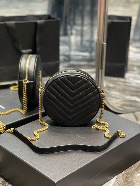 Fête classique Nouveau mini-sac circulaire Black Cake Round Round Sacs Golden Chain épaule Sac à bandoulière rétro en cuir long sac à main Sac à main