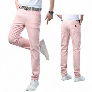 Party Cool Pantalons Casual Denim Jeans Rouge Jaune Rose Blanc Solid Party Trendy Four Seas Straight Slim M70y #