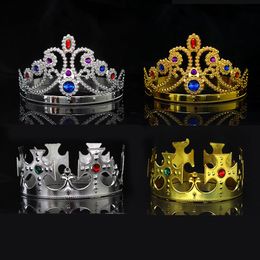 Party Cosplay Crown King Queen Princess royal diamond gem crown kinderen volwassenen kroon hoofddeksels halloween kerst Haaraccessoires C4239