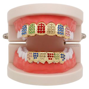 Party Cosplay Accessoires Hiphop CZ Crystal Bio Copper Gold Teets Grillz Bottom Bottom With Red Black Cross Charm Grill Sects Tooth Socke
