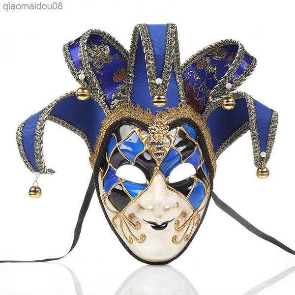 Party Crack Mask Máscaras venecianas de la mascarada Cara completa Jester Joker Cosplay Máscara de pared Halloween Carnival Art Decoration Gift L230704