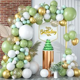 Party Decor Olive Green Gold Ballon Arch Kit Garland Confetti Balloon Verjaardag Baby Shower Wedding Mother's Day Supplies MJ0793