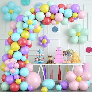 Decoración de fiesta Arco Iris Globos Guirnalda Arco Kit Macaron Pastel Látex Globos Niño Niña Cumpleaños Boda Nupcial Baby Shower Suministros MJ0800