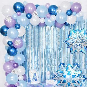 Décoration de fête flocon de neige ballons congelés arc guirlande Kit Latex flocons de neige feuille ballon fille anniversaire fournitures MJ0783