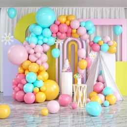 Party Decor Leveringen Pink Blue Yellow Rainbow Garland Arch Balloon Kit Fiesta Latex Ballonnen Verjaardag Baby Shower Betrokkenheid MJ0778