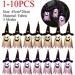 Décoration de fête 1-10pcs Halloween LED clignotant lumière suspendue fantôme Halloween fête habiller brillant assistant chapeau lampe horreur accessoires maison bar décor x0905