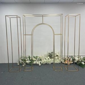 Décoration de fête 1/2/3 pièces 2024, cadre d'écran en fer pour mariage, scène extérieure, étagère à fleurs décorative, arc doré de fond