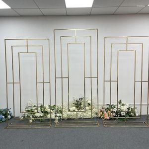 Party Decoratie 1/3 stks Vergulde Boog Vierkant Frame Outdoor Bruiloft Achtergrond Bloem Stand Ijzer Gild Plank Evenement Decor Prop 6.5/7.2ft