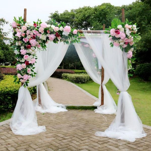 Decoración de fiesta 1,5 6M Color sólido tela de terileno boda arco drapeado gasa cenador cortinas para ceremonia al aire libre cortinas fiesta