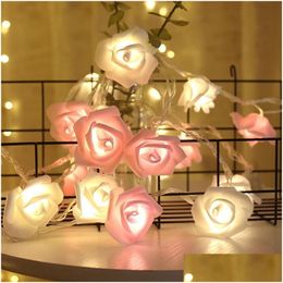 Feestdecoratie 1.5M 10Led Kunstmatige Roos Bloem Lichtslingers Voor Valentijnsdag Fairy Light Thuis Kerstboom Drop Delivery Gard Dhuln