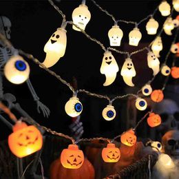 Feestdecoratie 1,5 m 10LED Halloween-verlichting String Horror Pompoen Schedel Spook Oogbol Hallowen Feestdecoraties voor thuis Buiten Tuin Bar Props x0905