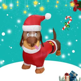 Feestdecoratie 1,5 m kerst teckelhond hond kerstman