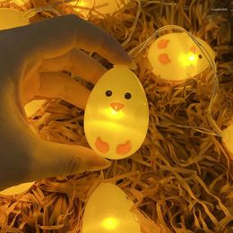 Décoration de fête 1.5M Poussin de Pâques Guirlandes lumineuses 10 LED Oeufs Lampe de poulet Fée alimentée par batterie