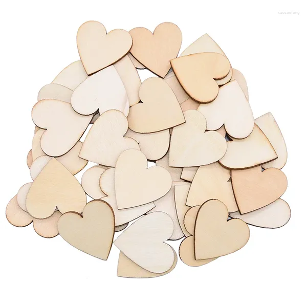 Decoración de fiesta 1-5 mm Corazones de madera sin terminar Rebanadas de madera en blanco Corazón Amor DIY Artesanía Suministros naturales Centros de mesa de boda