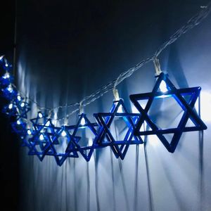 Decoración de fiesta 1.65m 10LEDs Judaísmo Mogen David Star Lights String Hanukkah Shavuot Judío La fiesta de la dedicación Menorah Suministros