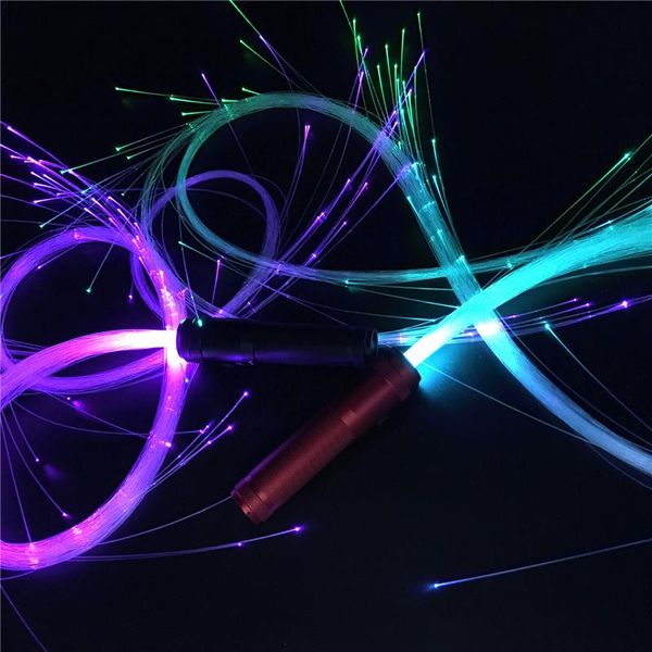 Decoración de fiesta 1,8 M 360 grados Color colorido LED fibra óptica látigo iluminación lámpara larga vida útil baile boda mano cuerda luz