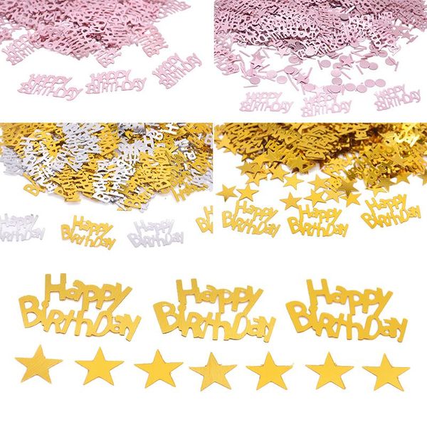 Décoration de fête 1 paquet 15g acrylique joyeux anniversaire confettis bébé douche or rose lettre confettis pour mariage ballon décor de table