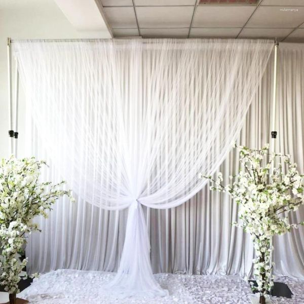 Décoration de fête 1 pièce Voile de tulle blanc 3m Scène de toile de fond de mariage