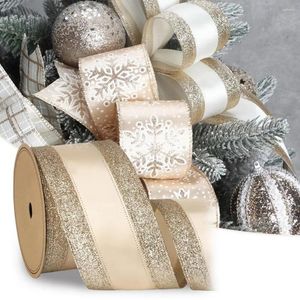 Party Decoratie 1 Roll 10 meter 2.5 inch kerstlint Glitter Geschenk inpakken Vibrante kleur Kerstmis Tree Diy Crafts voor woningdecoratie